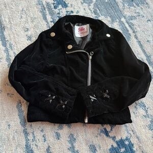 Justice Girl’s Black Velvet Moto Jacket Size 6/7